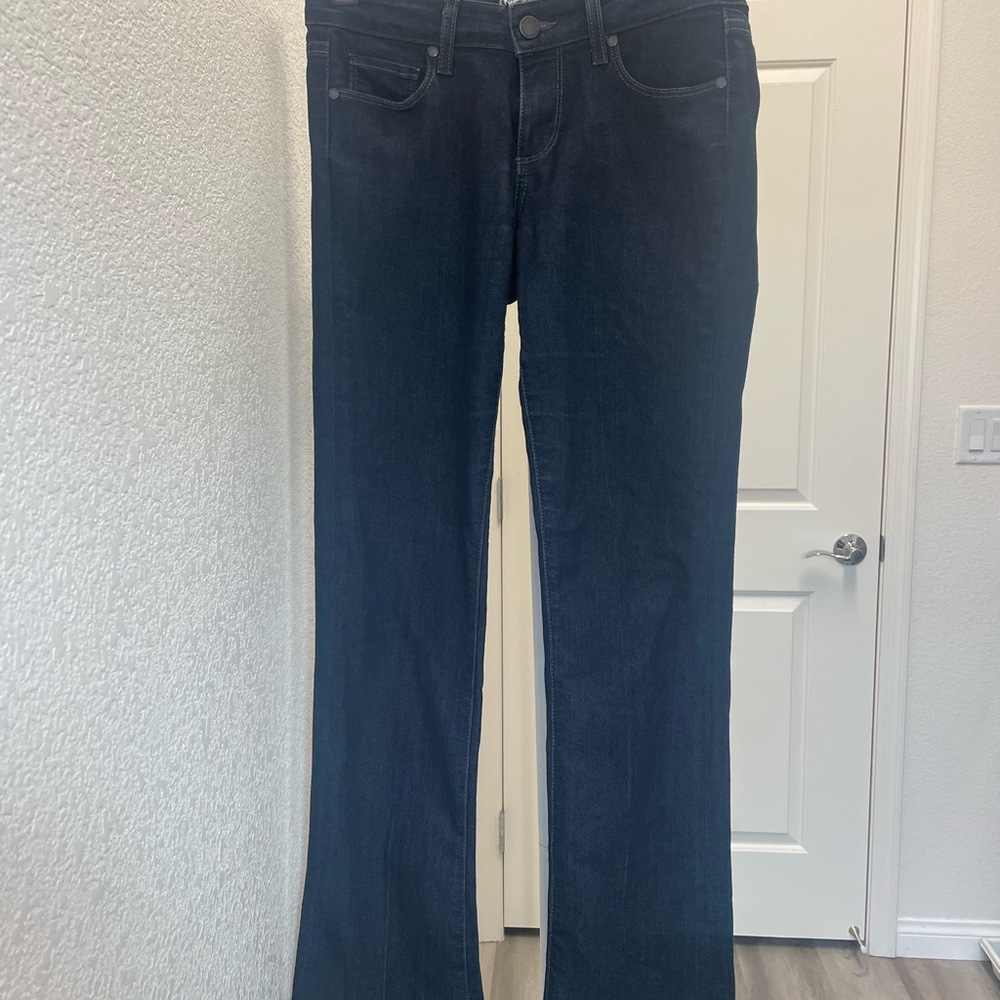 Paige Bootcut Denim Jeans in dark denim wash